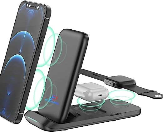 Etamibel 3 in 1 Slim Foldable Portable Wireless Charger(BLACK)