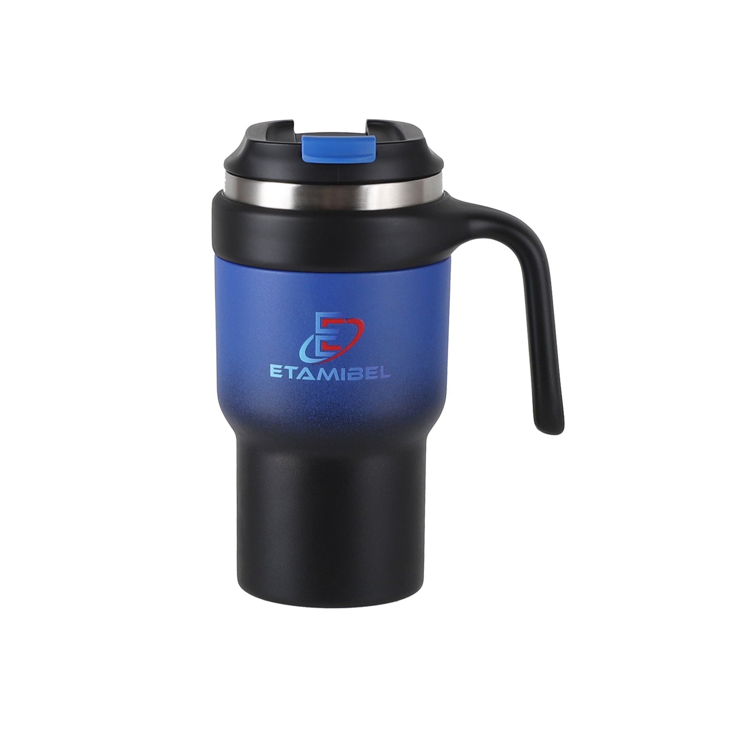 ETAMIBEL 600ML(20FL OZ) Double Wall Stainless Steel Vacuum Insulated Tumbler (Black-Blue)