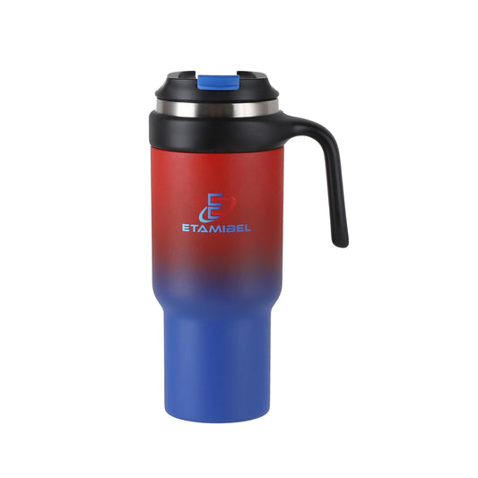 ETAMIBEL 900ML(30FL OZ) Double Wall Stainless Steel Vacuum Insulated Tumbler (Blue-Red)